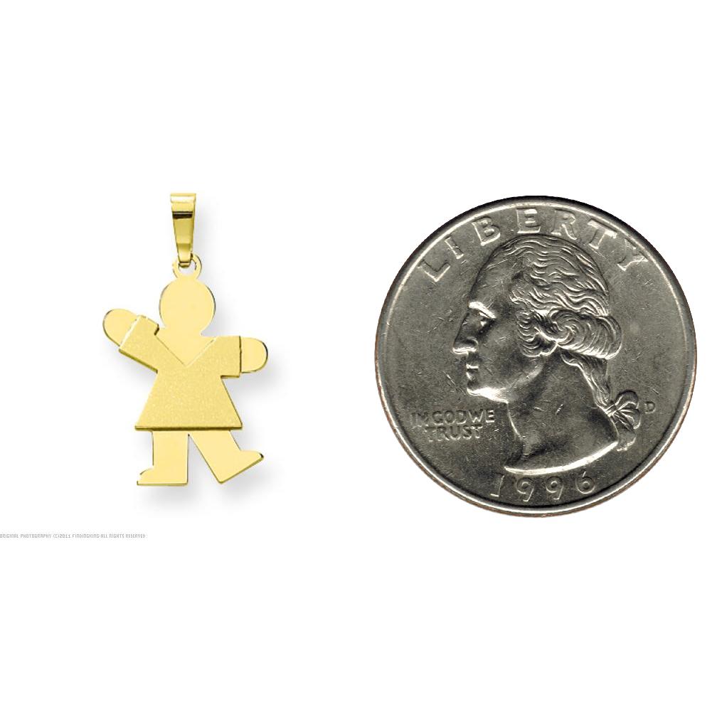14K Yellow Gold The Kids Girl Charm Pendant Jewelry 25mm x 14mm