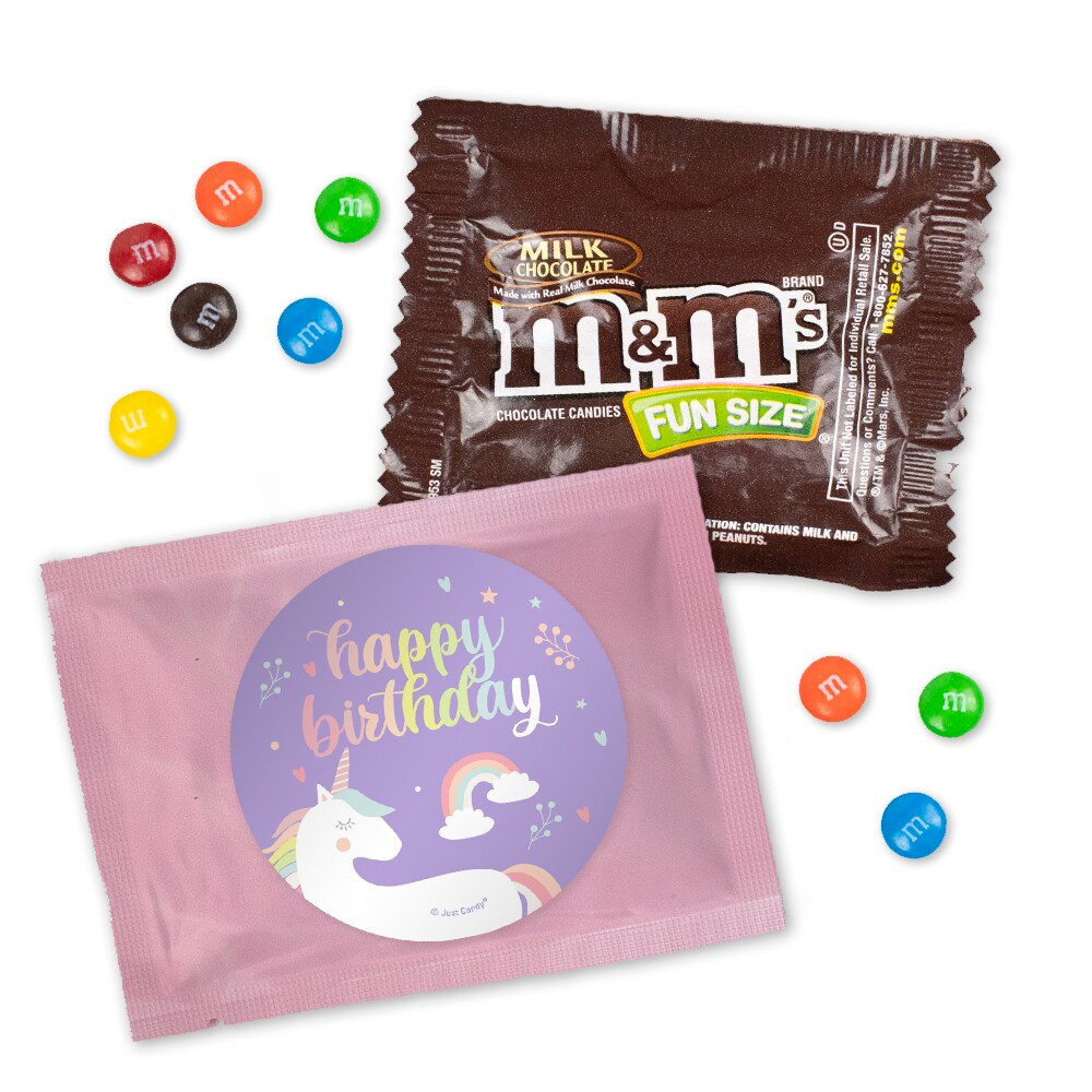 Unicorn Birthday Candy M&#x26;M&#x27;s Party Favor Packs (12ct or 24ct) - Milk Chocolate
