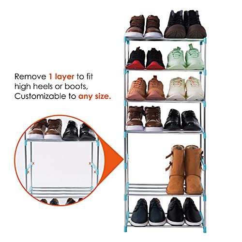 Xerhnan 4-Tier Stackable Small Shoe Rack, Lightweight Shoe Shelf Storage  Organizer for Entryway, Hallway and Closet (blue)