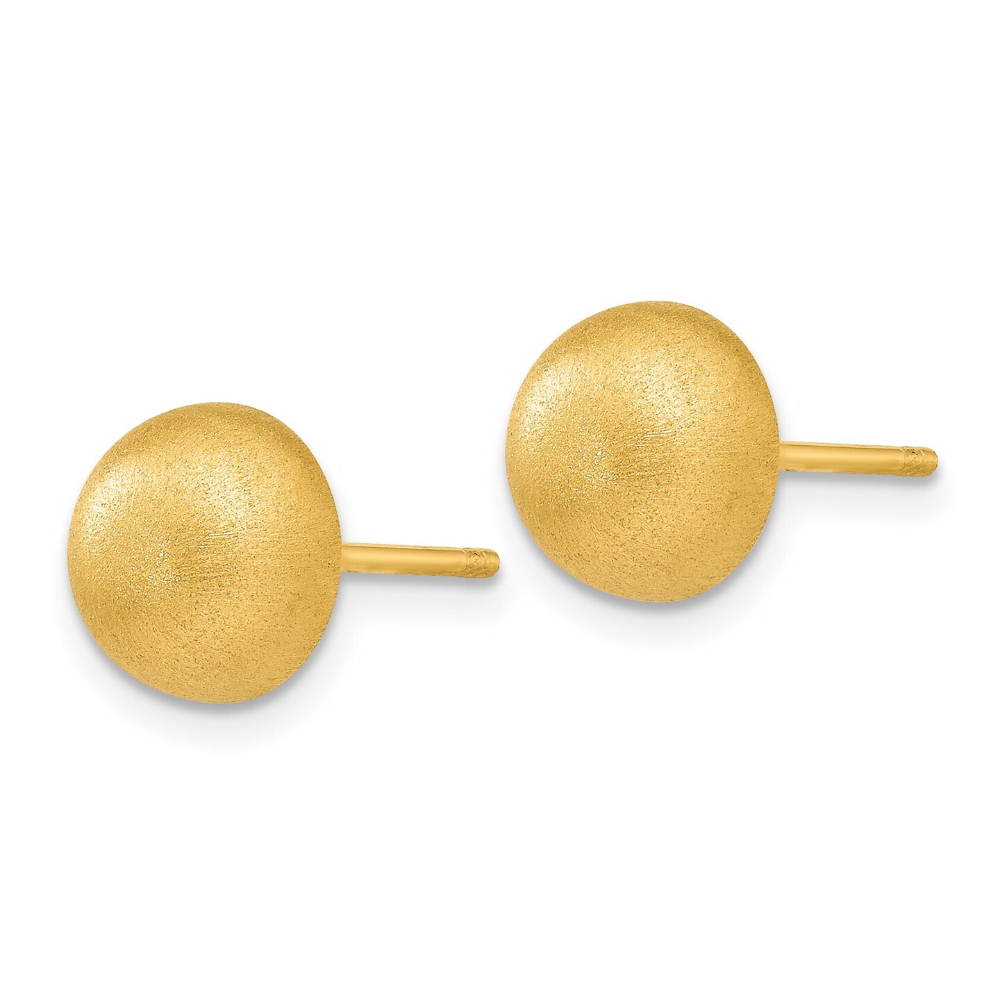 14K Gold Hollow Satin 8 mm Half Ball Post Earrings Jewelry