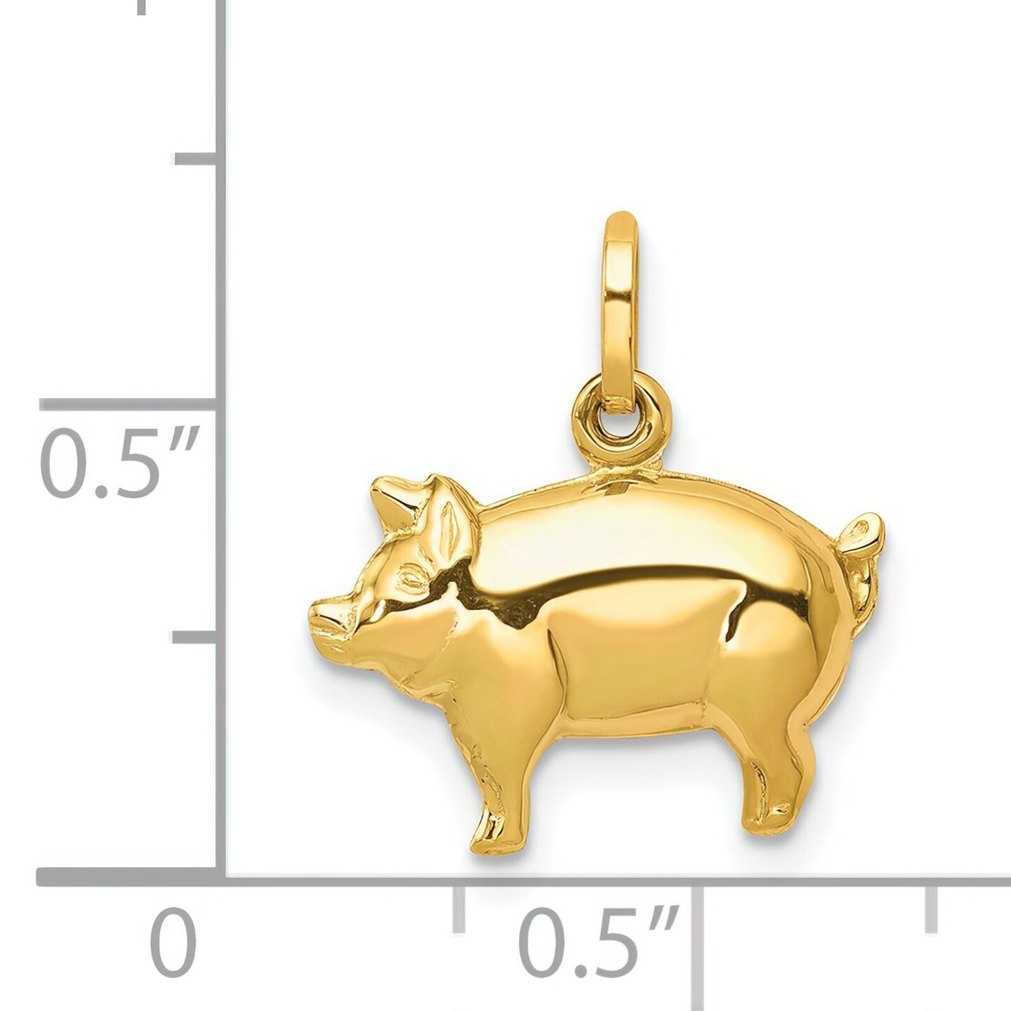 14K Yellow Gold Pig Charm Farm Animal Pendant Jewelry 16.5mm x 16mm