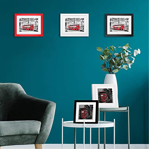 8x8 Picture Frames with 6x6 Opening Mat. 8x8 Square Photo Frame Solid Wood  Red