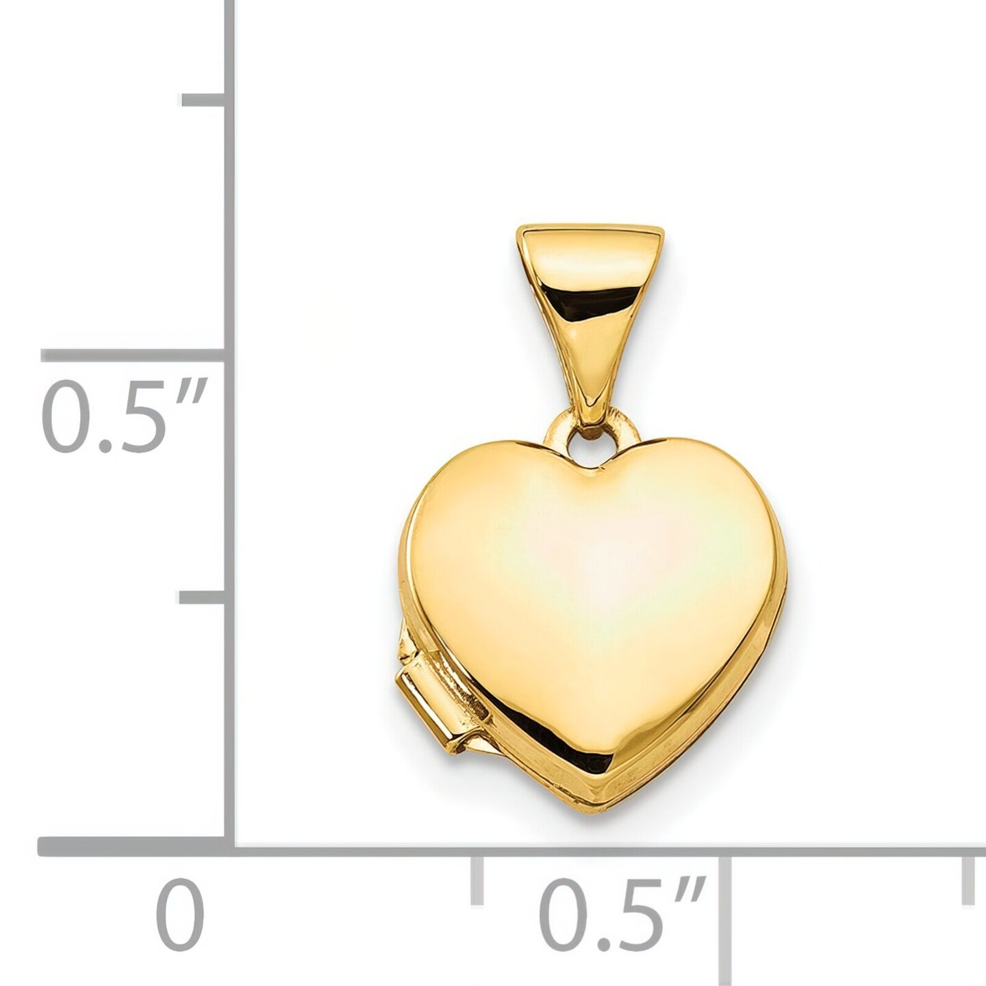 14K Gold Plain Heart Locket Photo Pendant Jewelry 14.9mm x 10.5mm