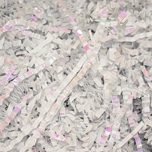 Crinkle Cut Paper Shred Filler (1/2 LB) - Diamond White for Gift Wrapping & Basket Filling | MagicWater Supply