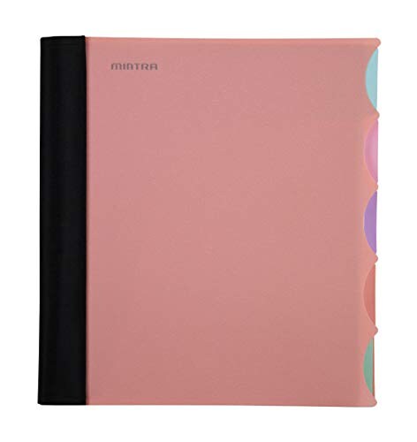 Mintra Office Durable PREMIUM Spiral Notebook, ((Salmon, 5 Subject (8.5in x 11in)), Fabric Covered Coils, No Snags, College Ruled, Adjustable PocketDividers, Ruler, Organization, School