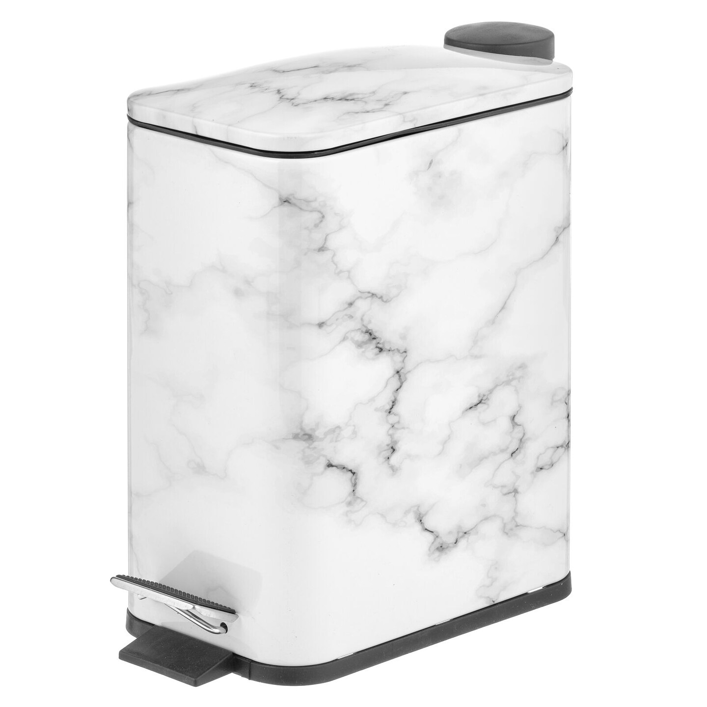 mDesign Slim Metal 1.3 Gallon Step Trash Can with Lid/Liner Bucket