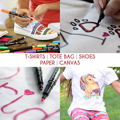20 Fabric Markers Set - Non-Toxic, Indelible, and Permanent with Fine Point Tip for Textile Painting