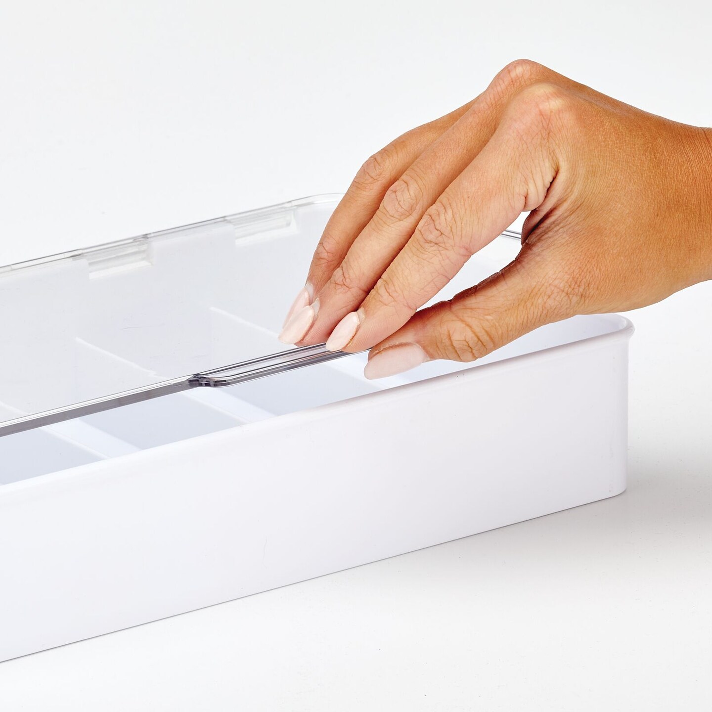 mDesign Plastic Glasses Storage Organizer Box, 5 Sections, 2 Pack