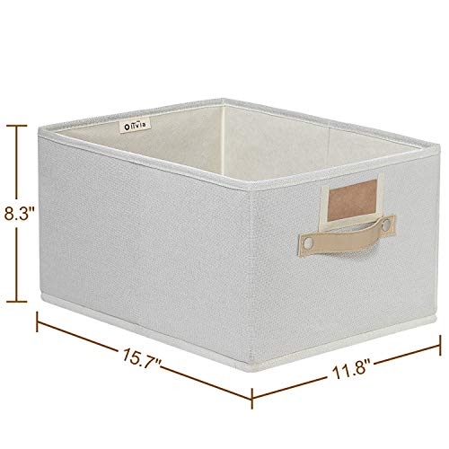 Awekris Large Storage Basket Bin Set [3-Pack] Grey/Tan (Light Blue)