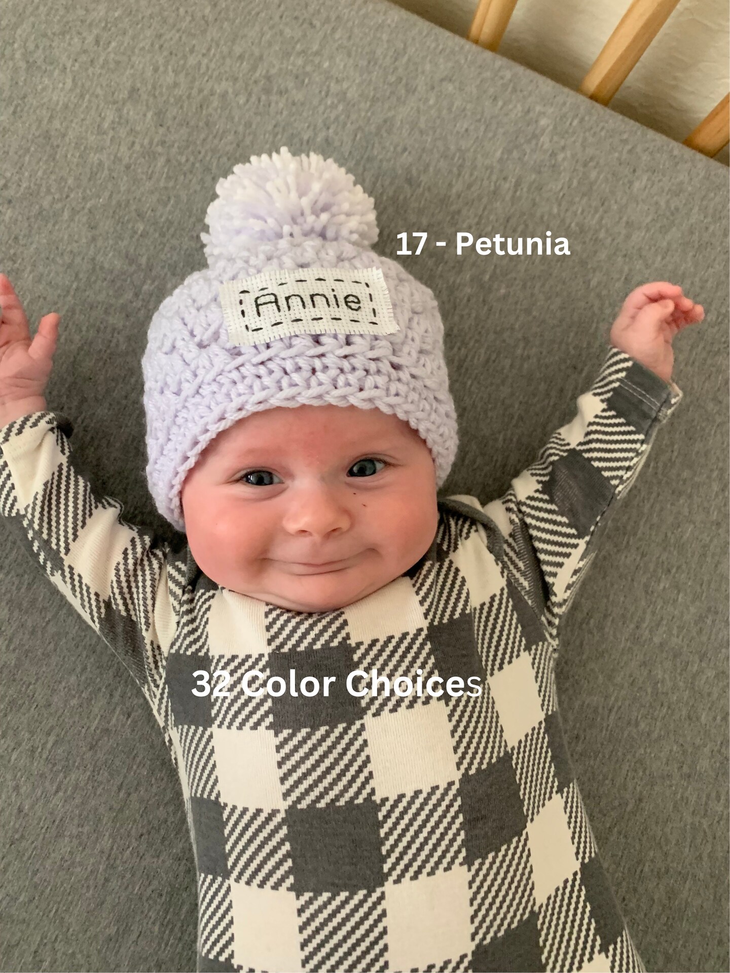 Monogrammed baby winter 2024 hats
