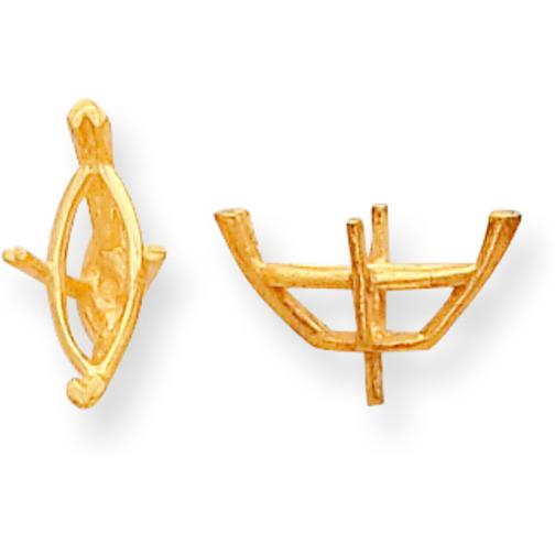 14K Gold 4 Prong Marquise Peg V-End Setting (3.00X6.50 To 8.00X15.50Mm)