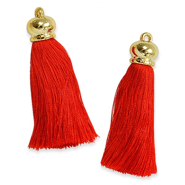 Hera 2 3/4&#x22; Tassel with Gold Cap 2PK