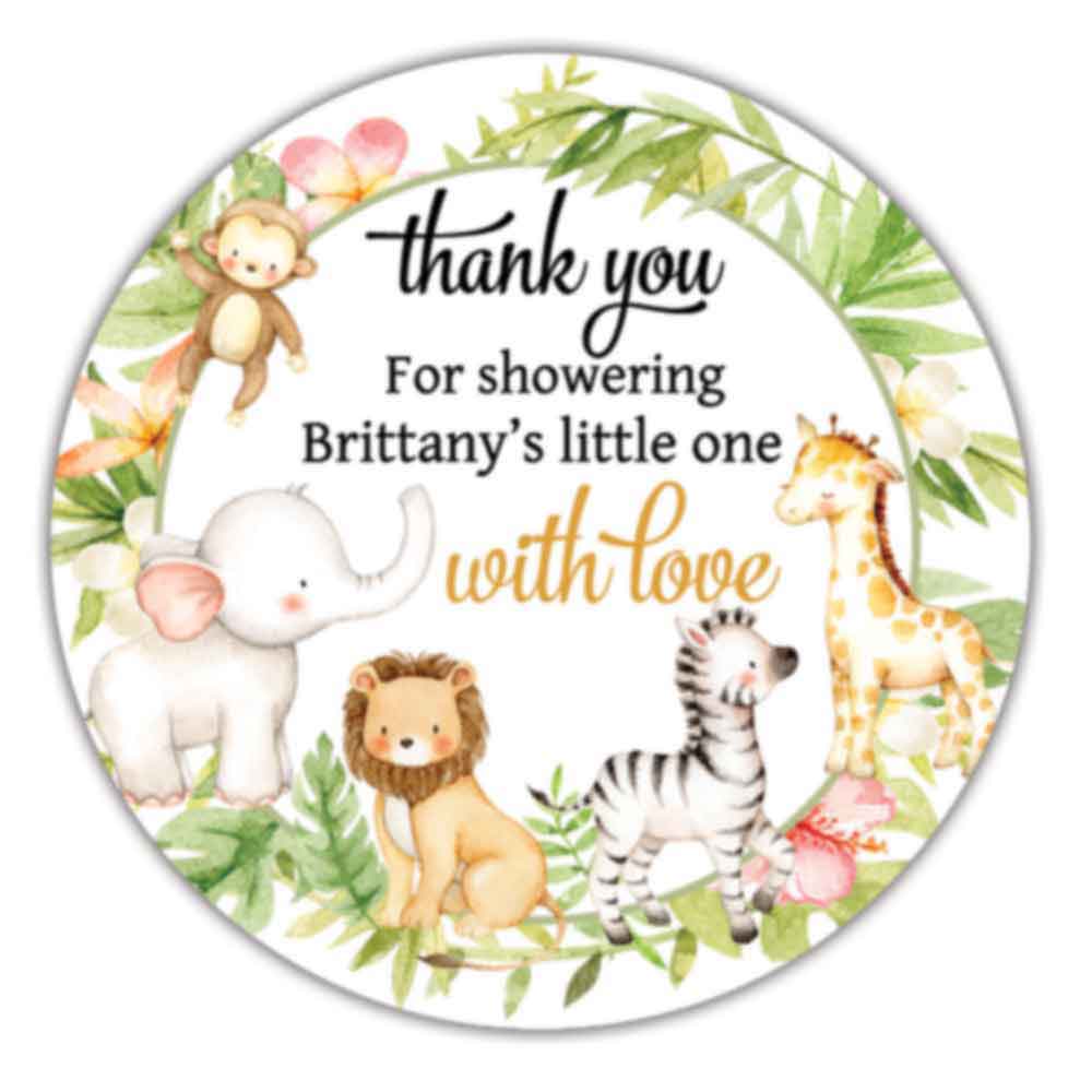 Personalized Safari baby shower favor labels, baby shower boy, 1.9 ...