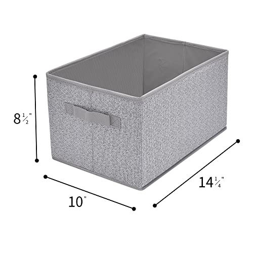 GRANNY SAYS Clothing Storage Bins for Closet with Handles, Foldable Rectangle Baskets, Fabric Containers Boxes for Organizing Shelves Bedroom, Gray, Large, 3-Pack