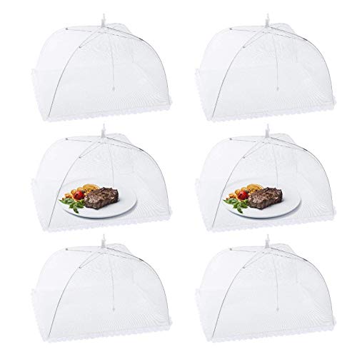 Homealexa Mesh Food Nets Fruit Cover Net 6 Pack, 17 Inch Large and Strong Collapsible Mesh Cake Covers Net, Mesh Food Covers Umbrella for Keeping Out Flies Bugs Mosquitos Food Cover Net