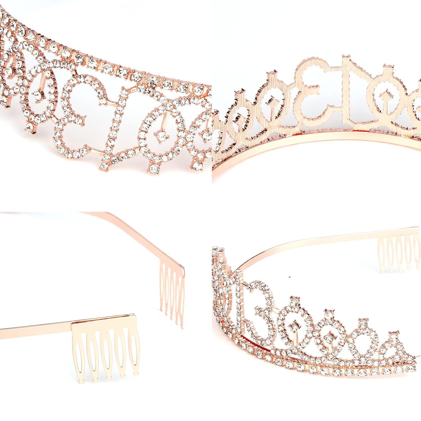 13th Birthday Crown for Girls &#x26; Official Teenager Birthday Sash &#x26; Pearl Pin Set, 13 Birthday Tiara, Birthday Gifts for Teen Girls, 13th Birthday Decorations for Girls, Teen Girl Gifts Rose Gold