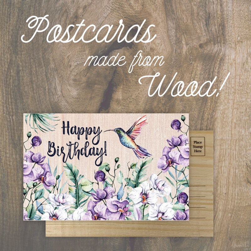 Happy Birthday Wooden Postcard