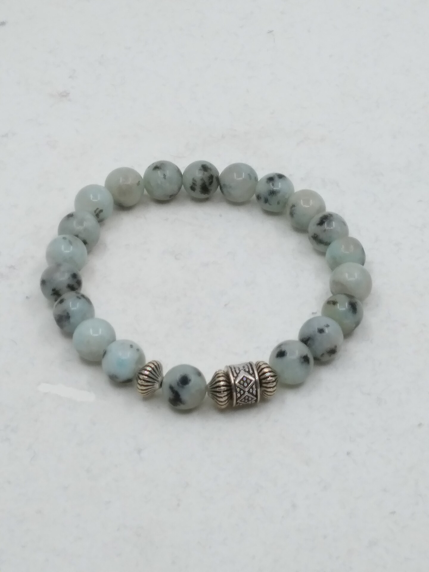 Gemstone Stretch Bracelet Kiwi Stone and Silver Plated MakerPlace by  Michaels