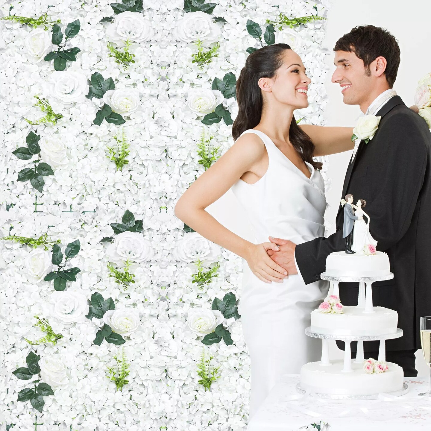 6-Pieces Hydrangea Rose Flower Wall Panels for Wedding Backdrops