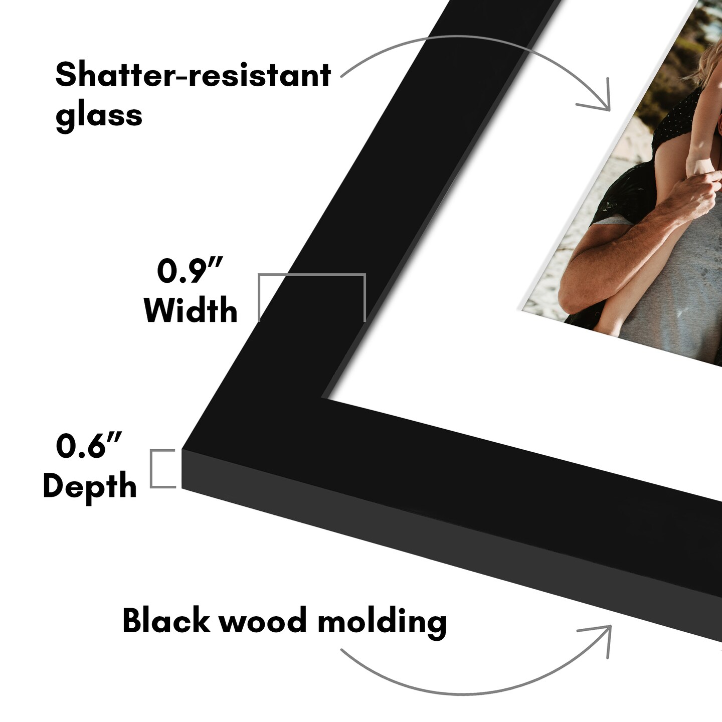 Americanflat 10x20 Collage Picture Frame - Displays (3) 5x7 Photos with Mat or (1) 10x20 Photo without Mat - Wall Gallery Decor - Plexiglass Cover - Hanging Hardware - Black