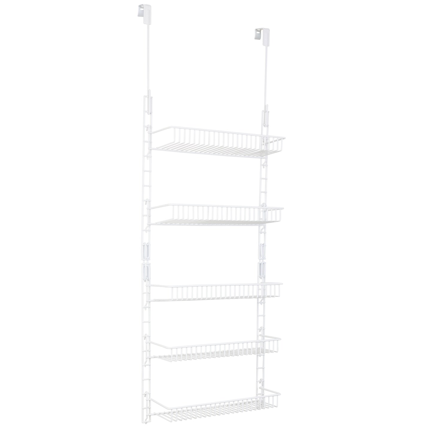 Smart Design Over The Door Pantry Organizer Rack with 5 Adjustable Shelves - White