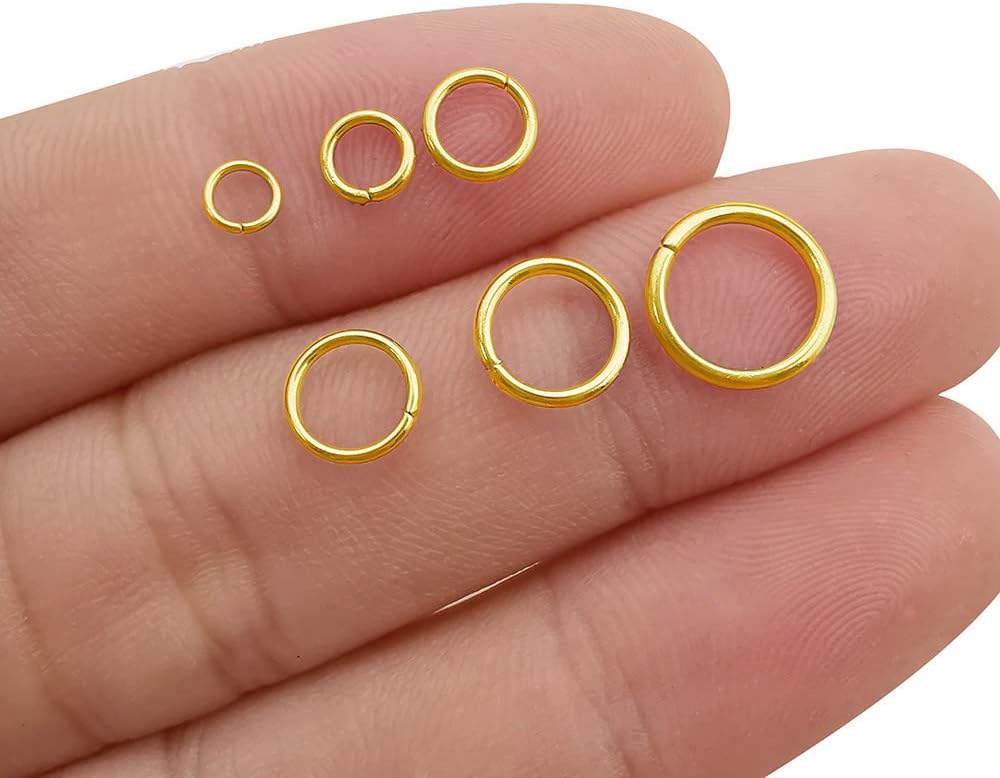 200 pcs Gold Plated Stainless Steel Split Rings Jump Rings Connector Rings for Jewelry Making Necklaces Bracelet Earrings Keychain DIY Craft (13299-Gold, 6mm)