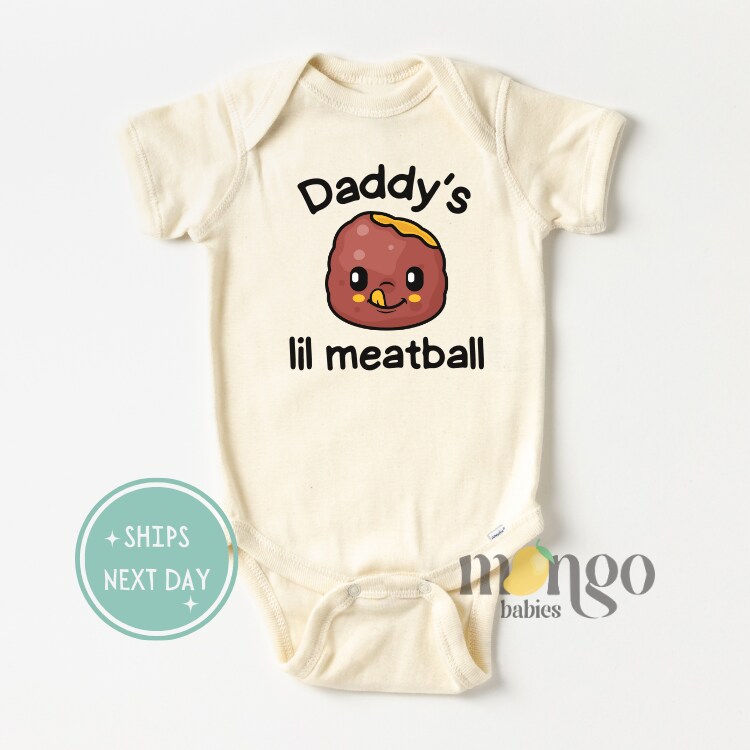 Funny Baby Onesies® Brand Daddy's Little Meatball Custom Baby Announcement Newborn Gift for Baby Shower Gift Personalized Gift 2199