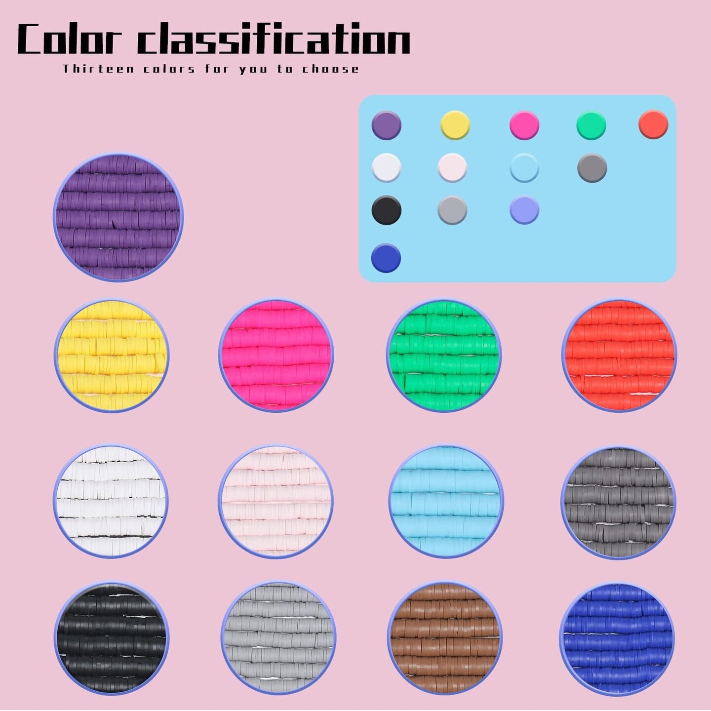 3600 pcs Royal Blue Clay Beads for Bracelets Making, 10 Strands Flat Round Polymer Clay Beads 6mm Spacer Heishi Beads for Jewelry Making Earring Necklace