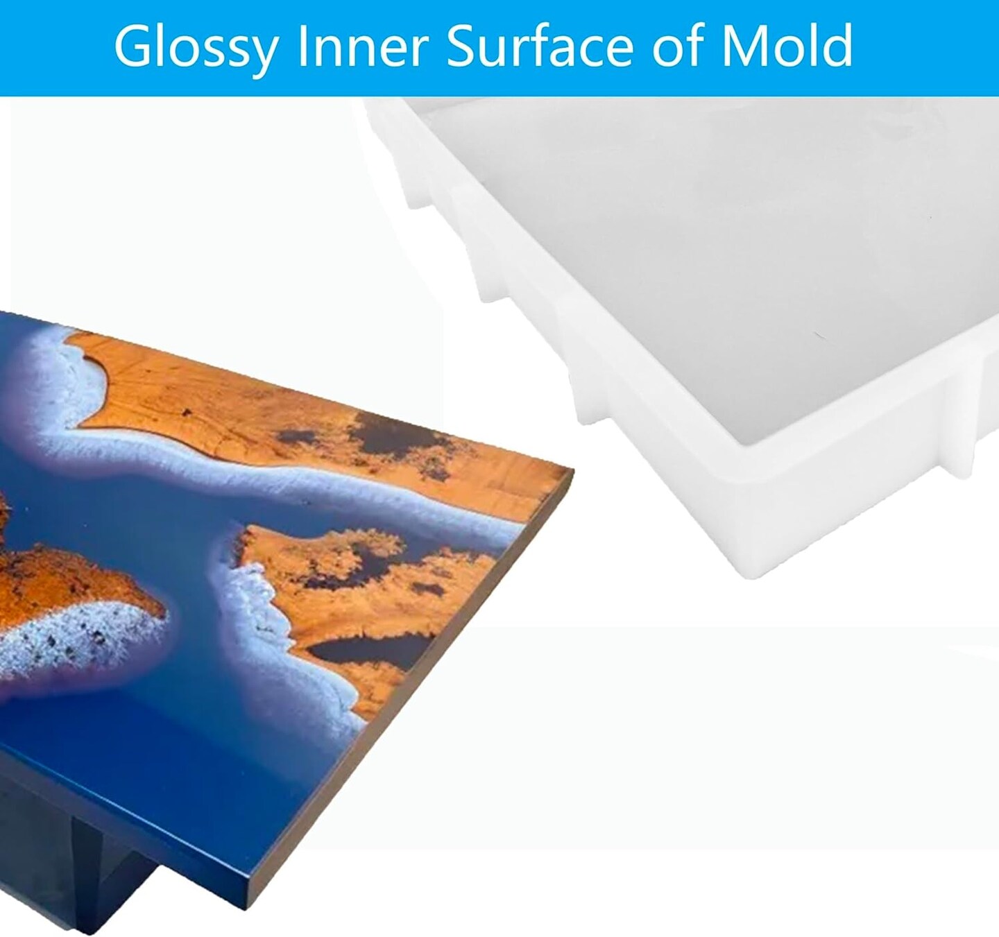Large Rectangle Resin Table Silicone Molds 16 x 12 Inch Epoxy Resin Silicone Mold for River Coffee Table, Cutting Boards, Serving Trays, Cheese Platter