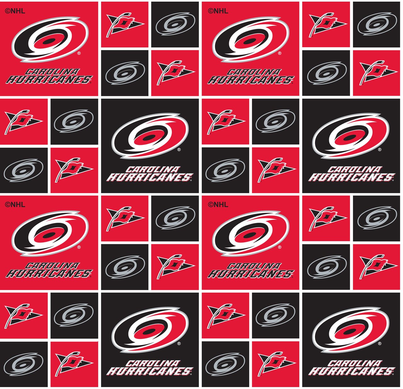 Sykel Enterprises NHL Team Cotton Fabric-Carolina Hurricanes Geometric Cotton Quilting Fabric