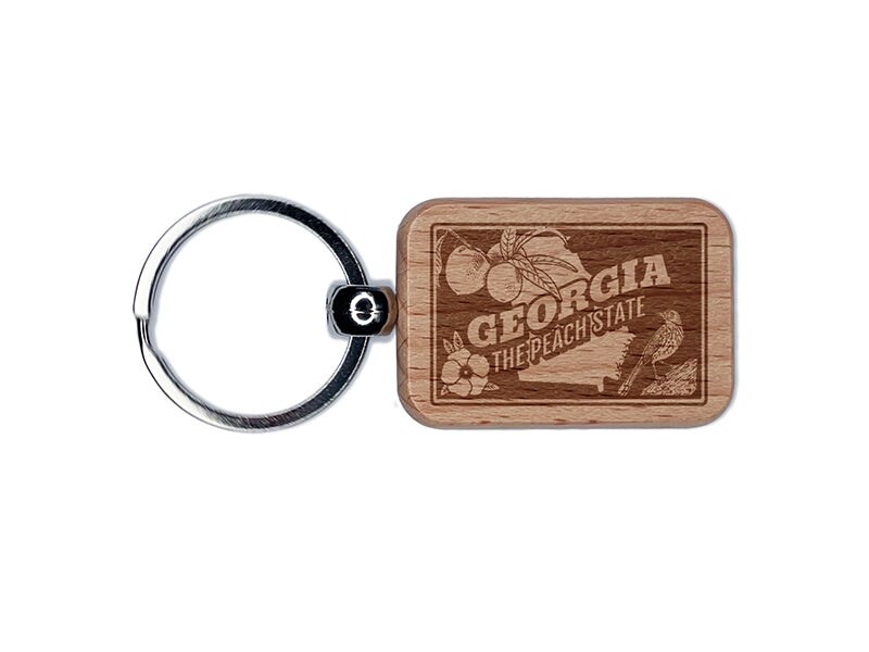 Georgia Peach Brown Thrasher Cherokee Rose United States Engraved Wood  Rectangle Keychain Tag Charm | Michaels