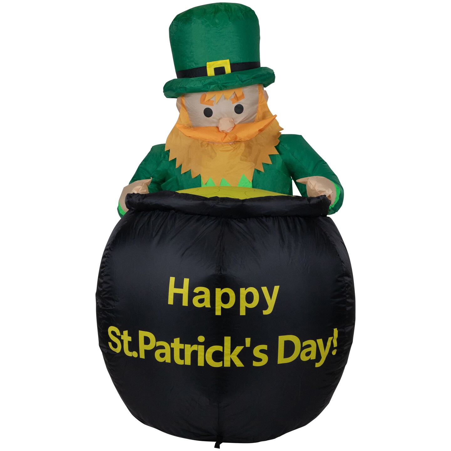 Northlight LED Lighted Inflatable Leprechaun with Pot of Gold St. Patrick's Day Outdoor Decoration - 4'