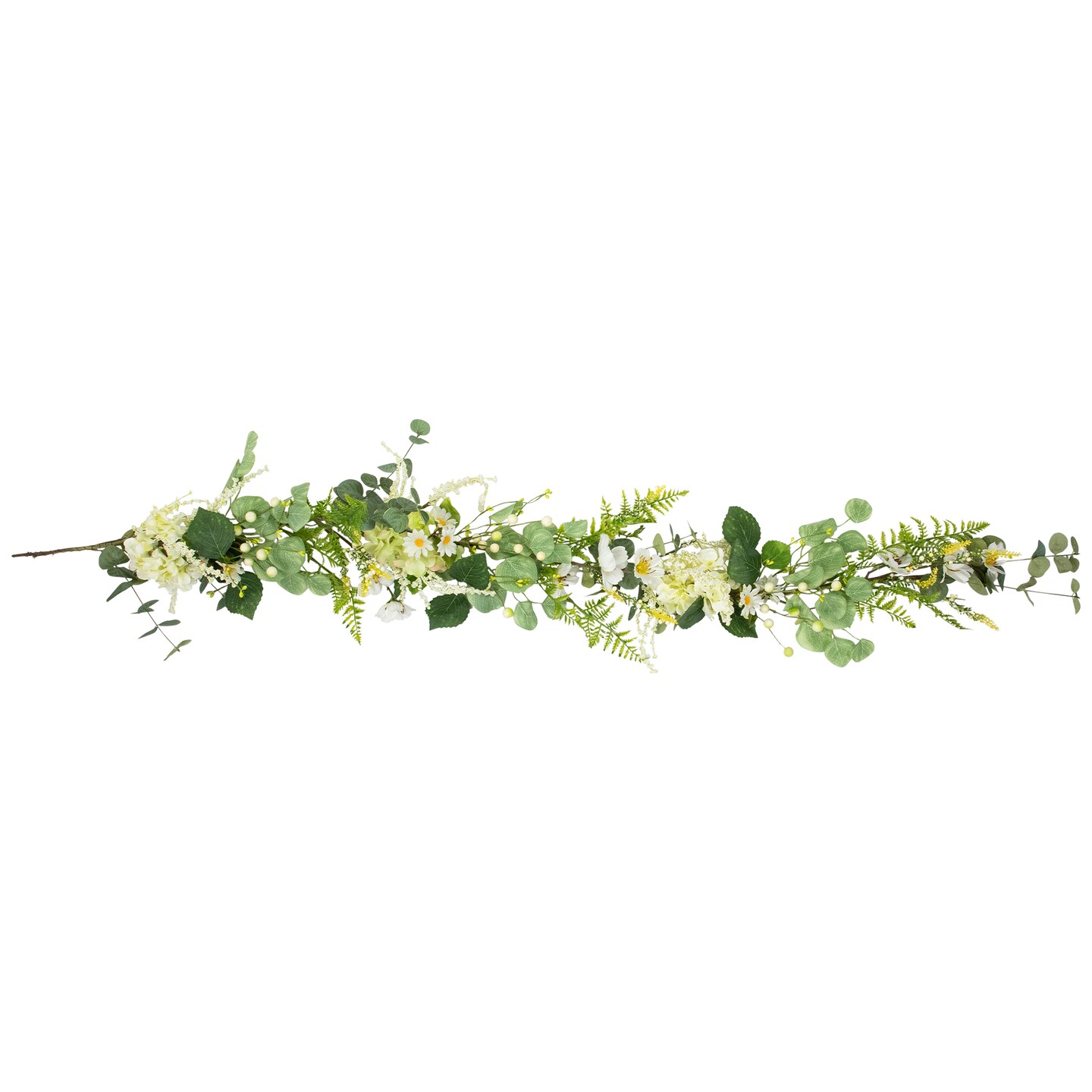 Northlight Hydrangea and Eucalyptus Artificial Floral Spring Garland - 5'