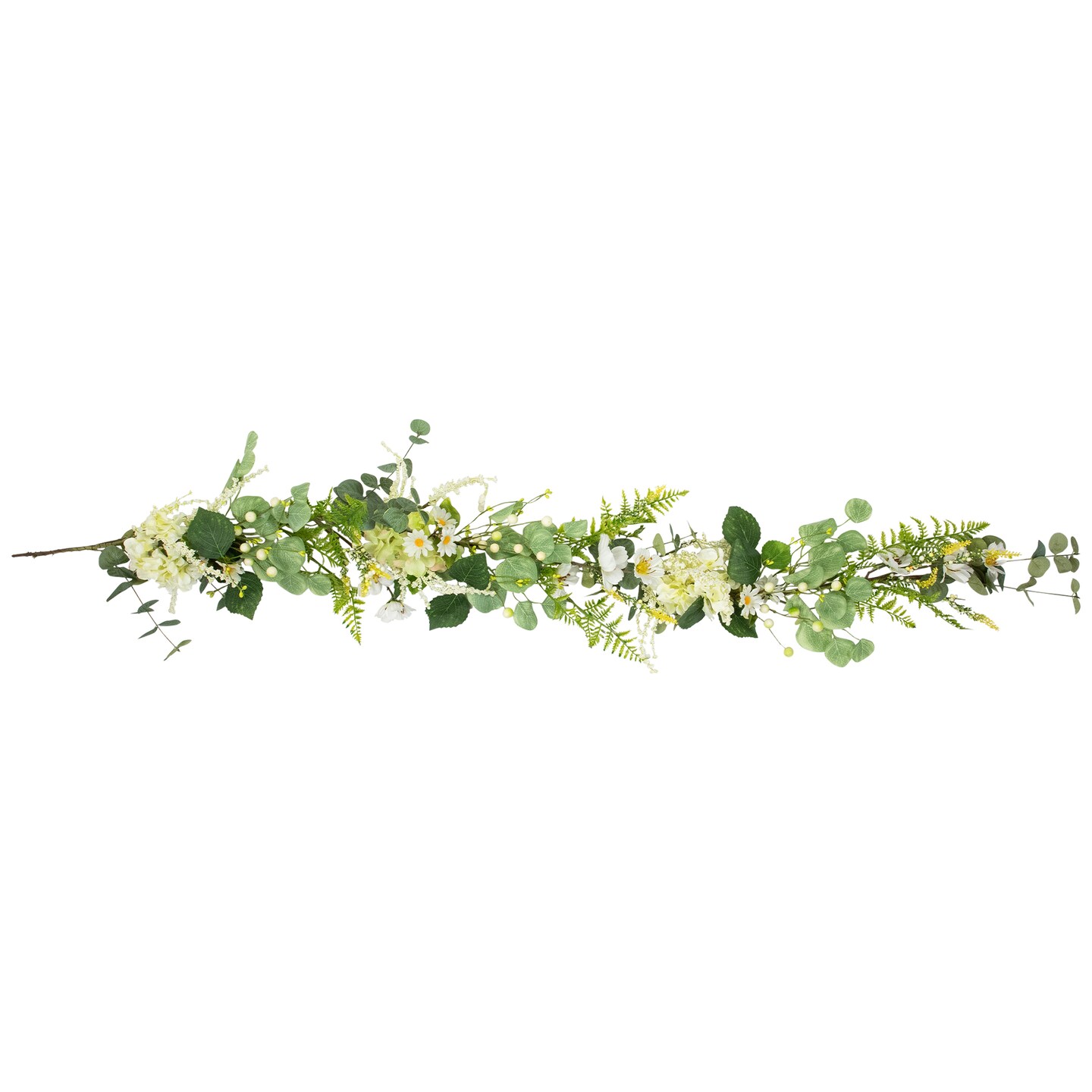 Northlight Hydrangea and Eucalyptus Artificial Floral Spring Garland - 5&#x27;