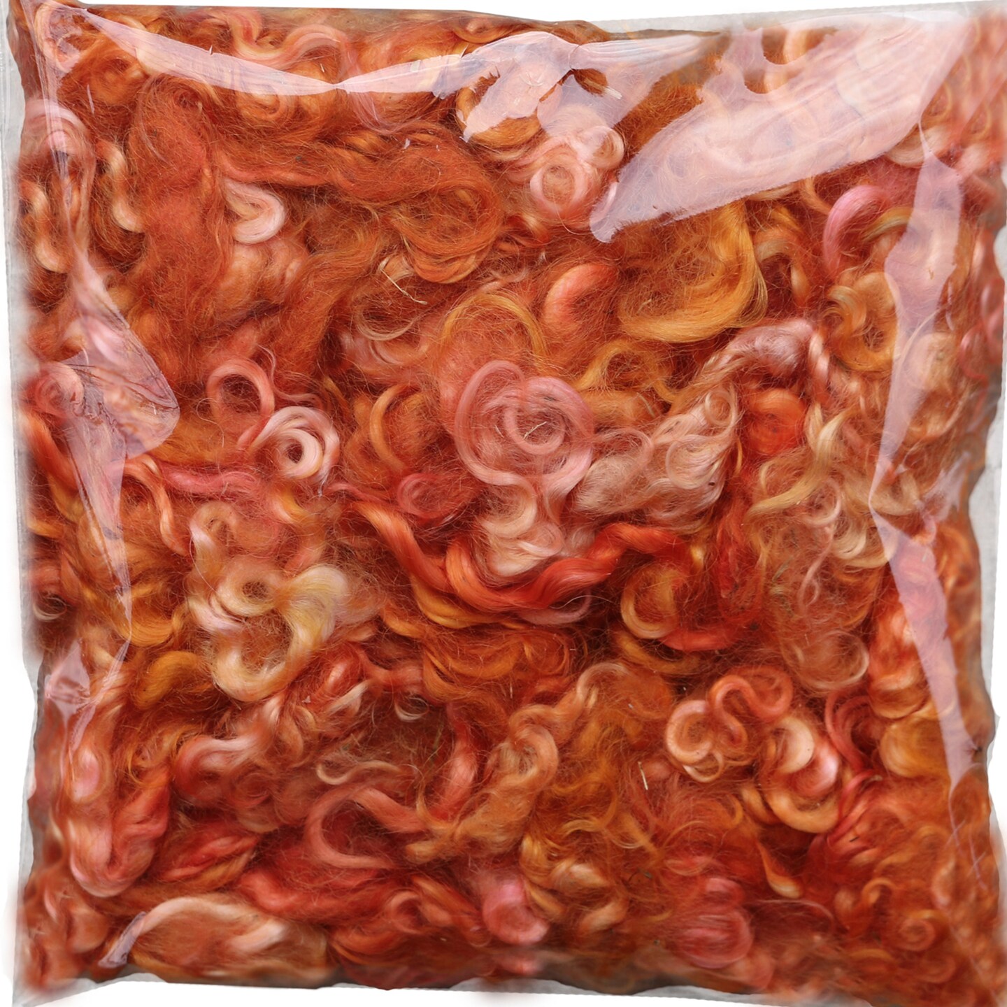 ORANGE MOHAIR LOCKS. Organic Hand-Dyed Curly Wool for Rooting Doll Hair, Felting, Blending, Spinning. 1oz