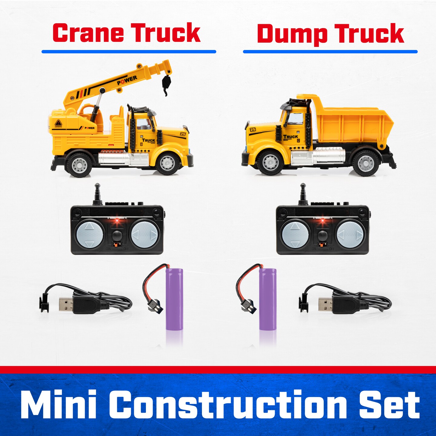 Force1 Mini Construction RC Trucks for Kids - Crane + Dump