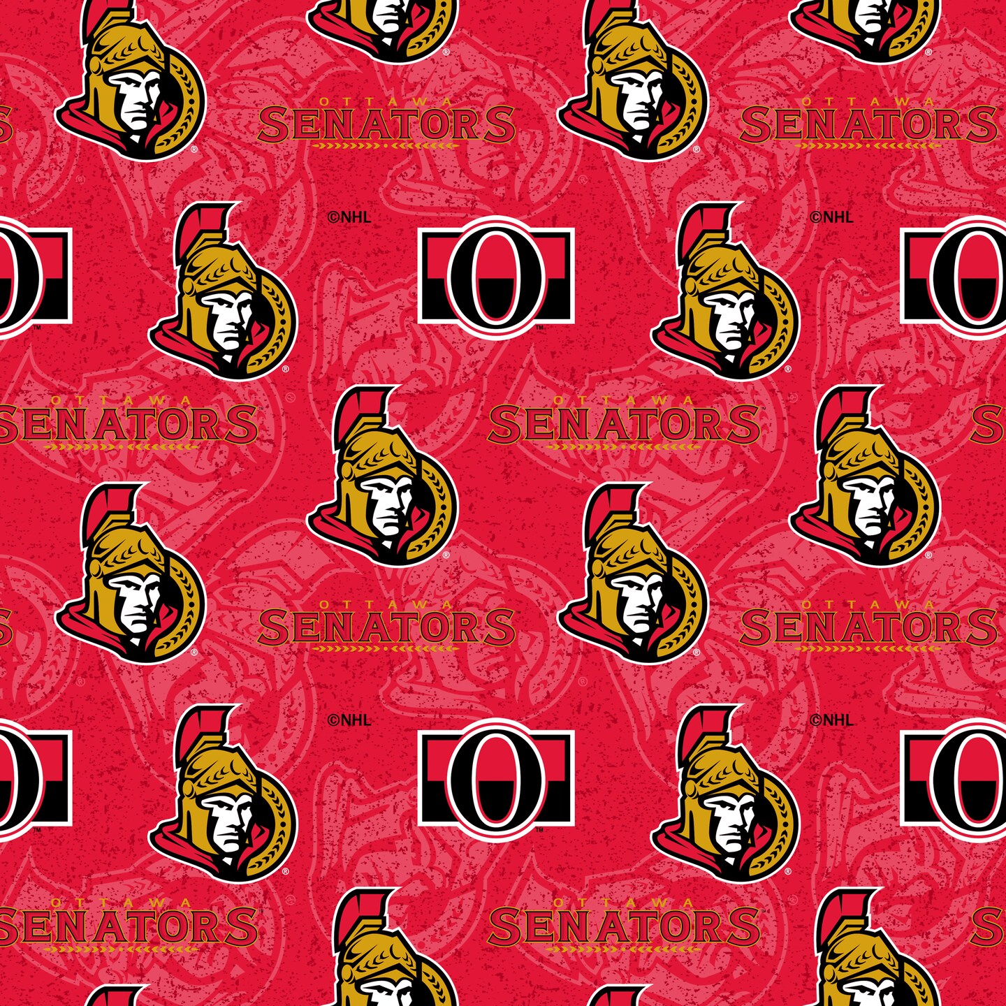 Sykel Enterprises NHL Team Cotton Fabric-Ottawa Senators Tone on Tone Cotton Quilting Fabric