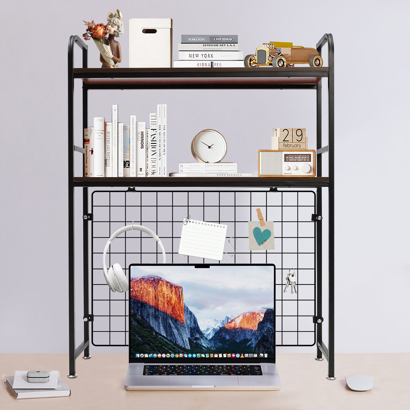 Kitcheniva 2-tier Multipurpose Bookcase Rack Display Shelf