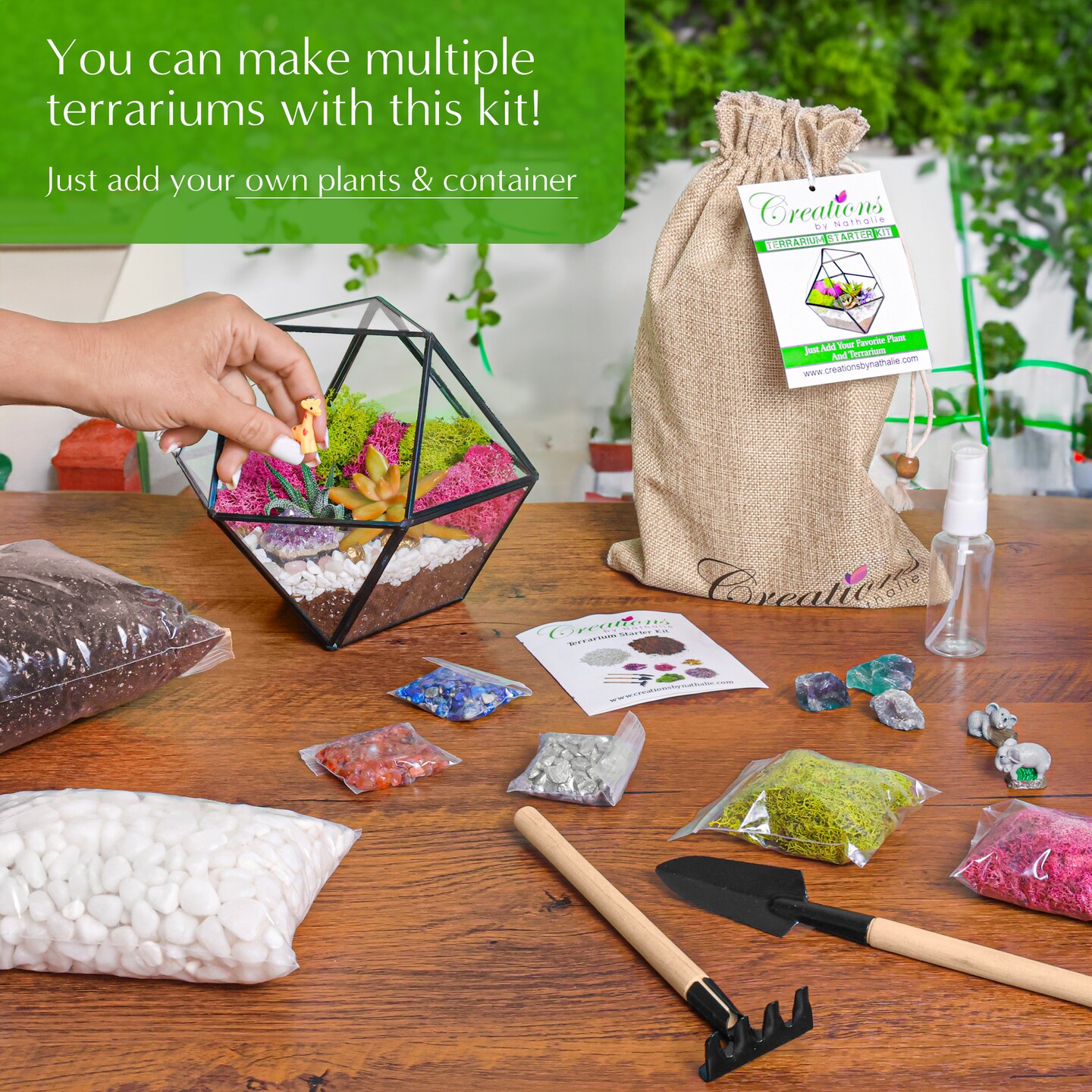 DIY Terrarium Starter Kit includes Soil Moss Pebbles Healing Crystal Tools for Kids and Adults Handcrafted in USA MakerPlace by Michaels