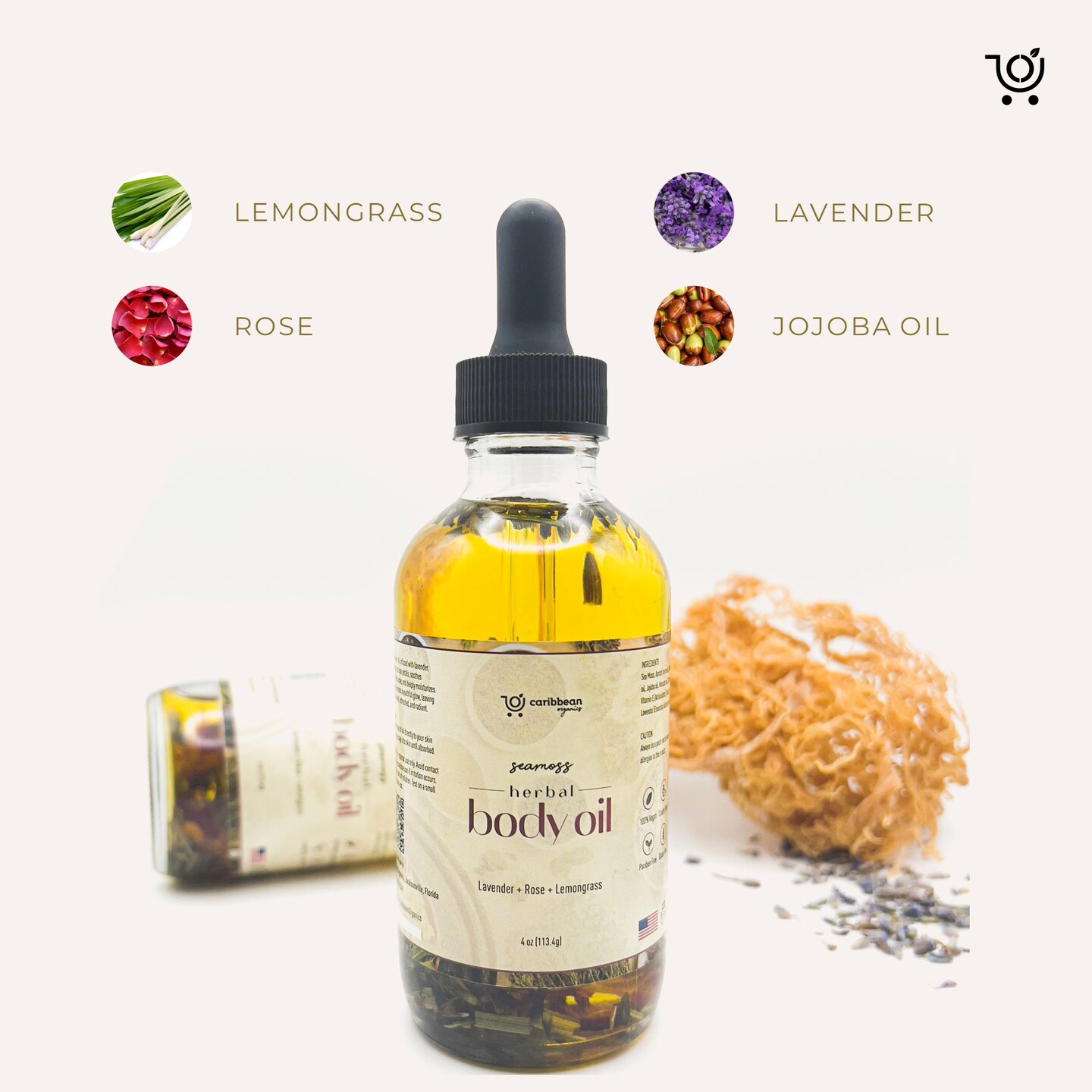 Sea Moss Herbal Body Oil | Lavender Rose and Lemongrass