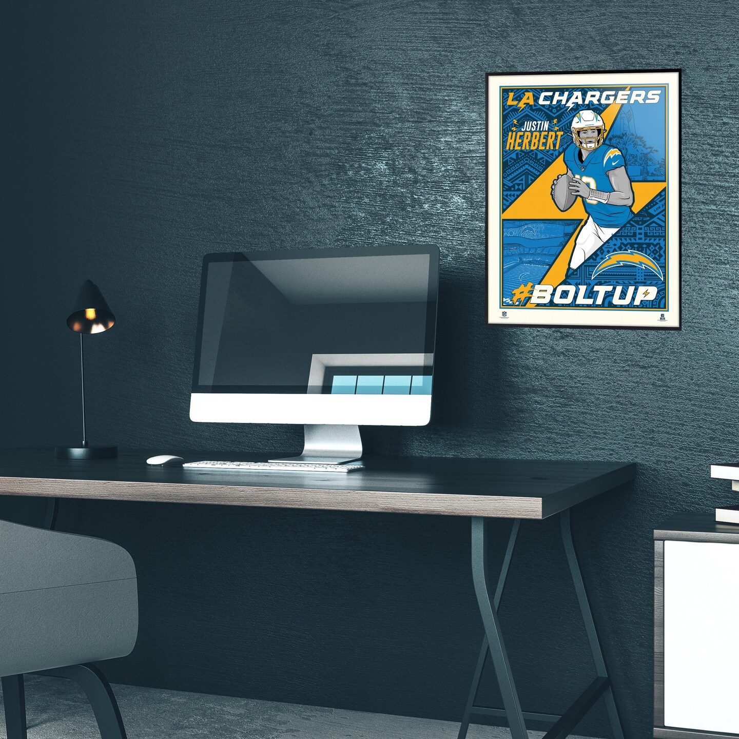 Phenom Gallery Los Angeles Chargers Justin Herbert 18&#x22; x 24&#x22; Serigraph