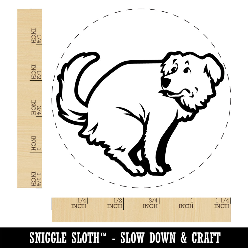 Dog Squat Poop Golden Retriever Rubber Stamp for Stamping Crafting Planners