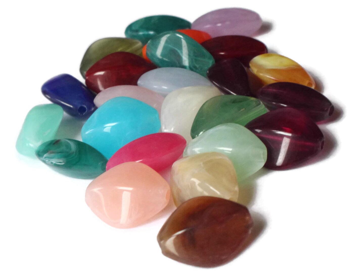 24 17mm Mixed Color Stone Look Acrylic Diamond Beads bK3