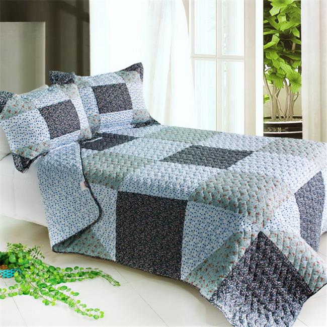 QTS0102323 Simple Life 3 Piece Full/Queen Vermicelli Patchwork Quilt