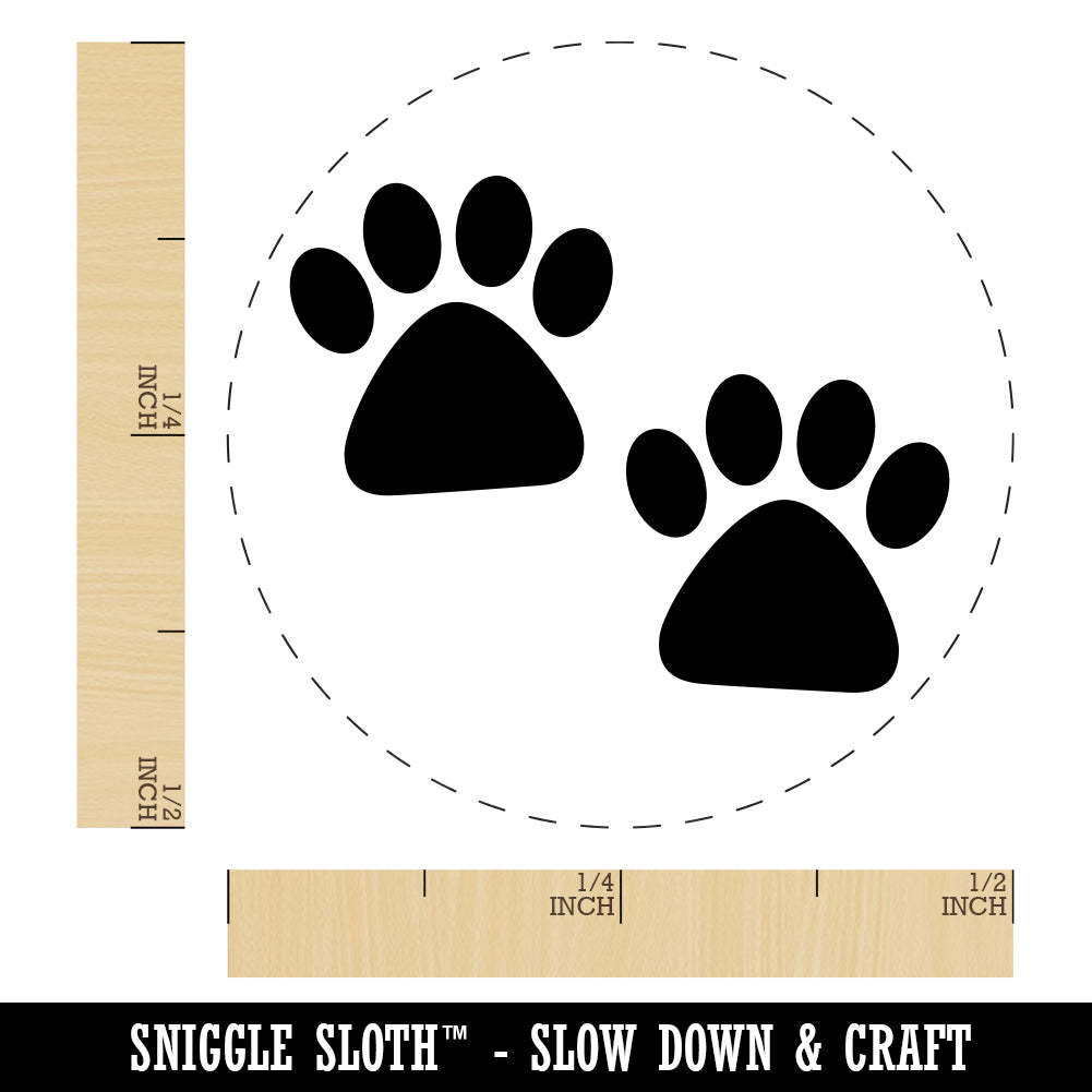 Paw Prints Pair Dog Cat Rubber Stamp for Stamping Crafting - Technical View