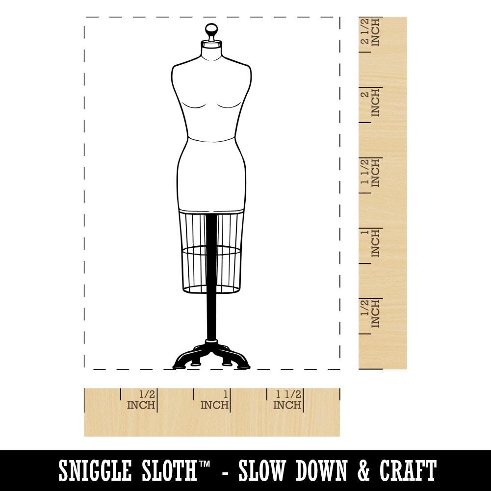 Fashion Dress Form Template Rectangle Rubber Stamp for Stamping Crafting