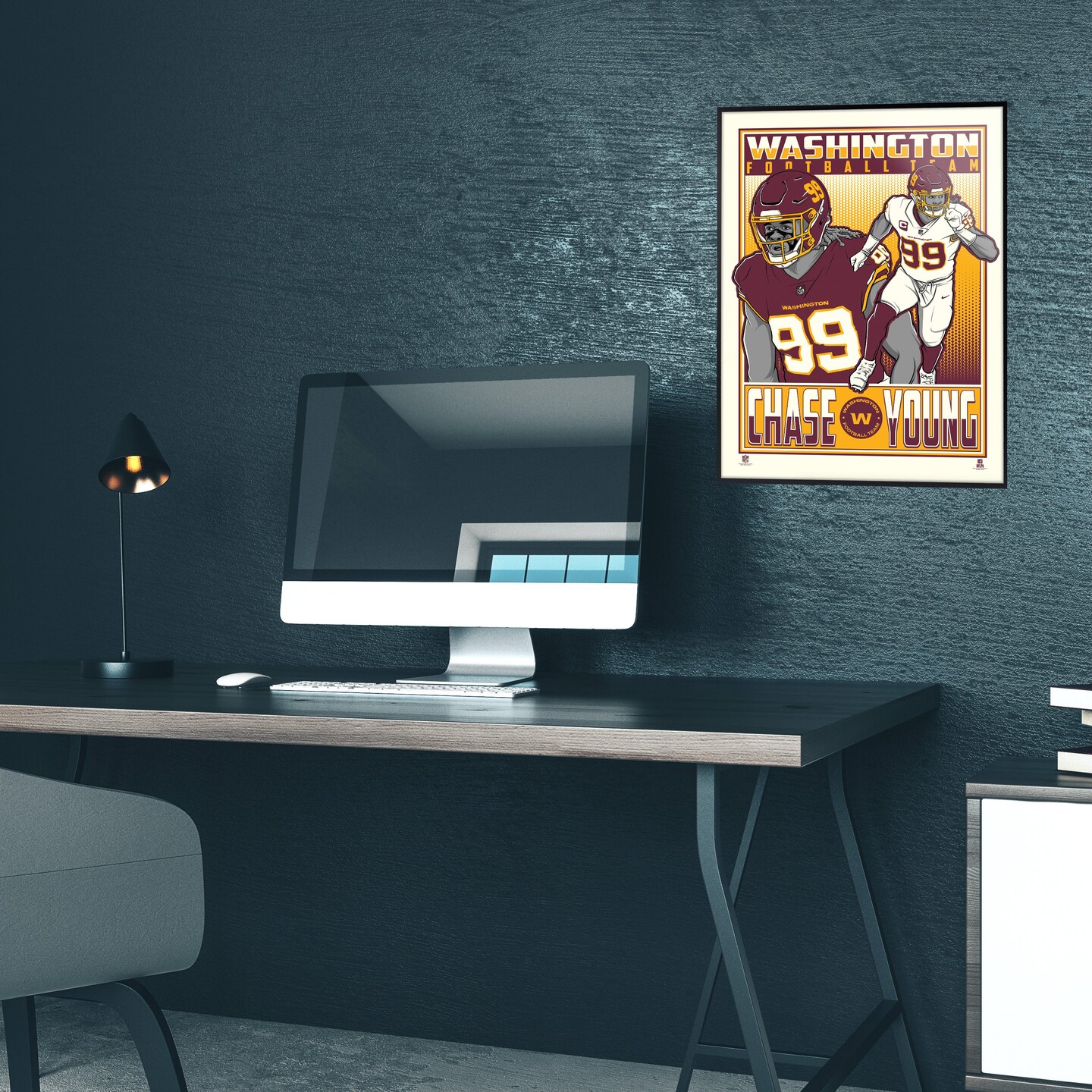 Phenom Gallery Washington Football Team Chase Young 18&#x22; x 24&#x22; Serigraph Print