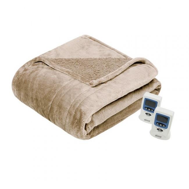 Beautyrest BR54-0383 Heated Microlight to Berber Blanketu0026#44; Tan - Queen |  Michaels