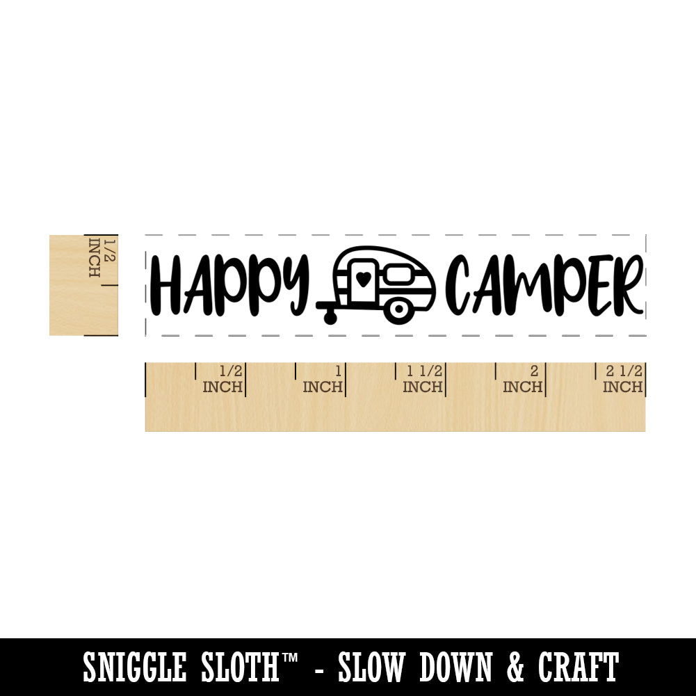 Cute Sweet Happy Camper Rectangle Rubber Stamp for Stamping Crafting