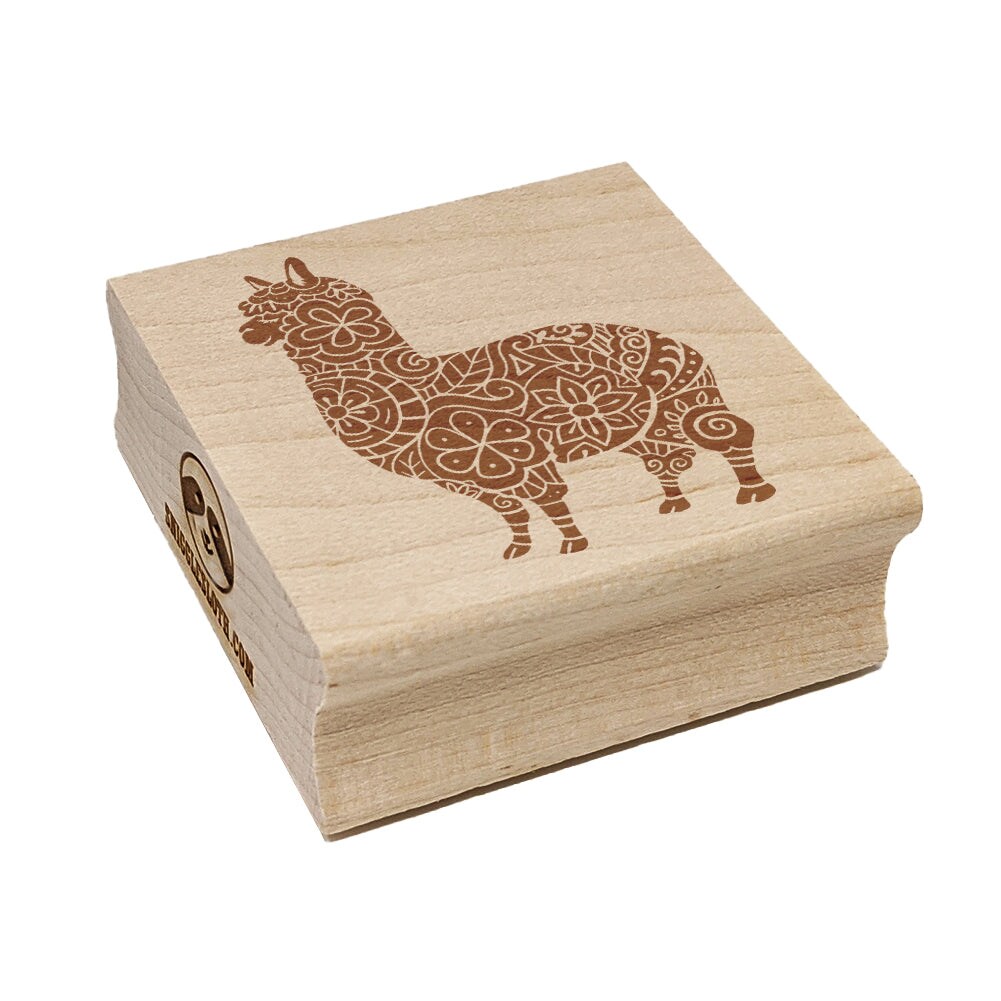 Floral Alpaca Square Rubber Stamp for Stamping Crafting
